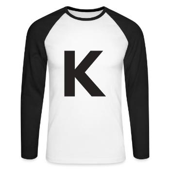 K - Unisex Baseballshirt langarm - Weiß/Schwarz - Vorne - Nik (191cm)