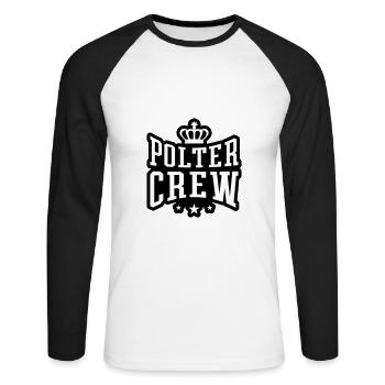 Polter Crew Fiançailles Mariage - T-shirt baseball manches longues Homme - blanc/noir - Devant - Nik (191cm)