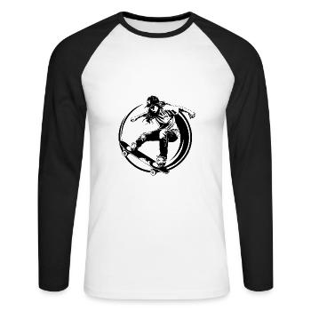 Skateboarding Silhouette Skateboard - T-shirt baseball manches longues Homme - blanc/noir - Devant - Nik (191cm)