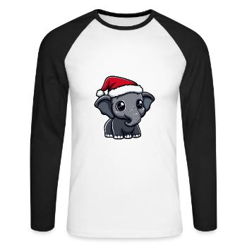 Noël mammouth Noël - T-shirt baseball manches longues Homme - blanc/noir - Devant - Nik (191cm)