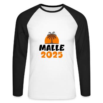 Malle 2025 - Unisex Baseballshirt langarm - Weiß/Schwarz - Vorne - Nik (191cm)