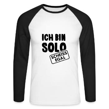 Je suis en solo - merde - T-shirt baseball manches longues Homme - blanc/noir - Devant - Nik (191cm)