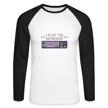 I Play The Keyboard 10 - Unisex Baseballshirt langarm - Weiß/Schwarz - Vorne - Nik (191cm)