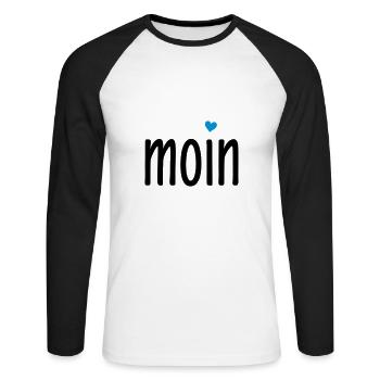 Moin Herz - norddeutscher Gruß - zweifarbig - Unisex Baseballshirt langarm - Weiß/Schwarz - Vorne - Nik (191cm)