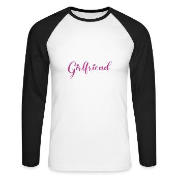 I'm Not His Girlfriend 7 - Unisex Baseballshirt langarm - Weiß/Schwarz - Vorne - Nik (191cm)