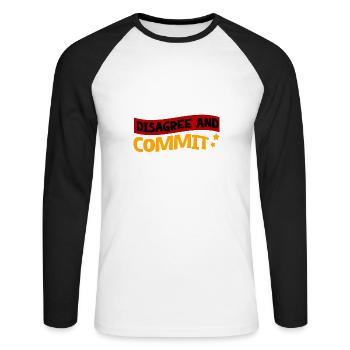 Disagree And Commit 2 - Unisex Baseballshirt langarm - Weiß/Schwarz - Vorne - Nik (191cm)