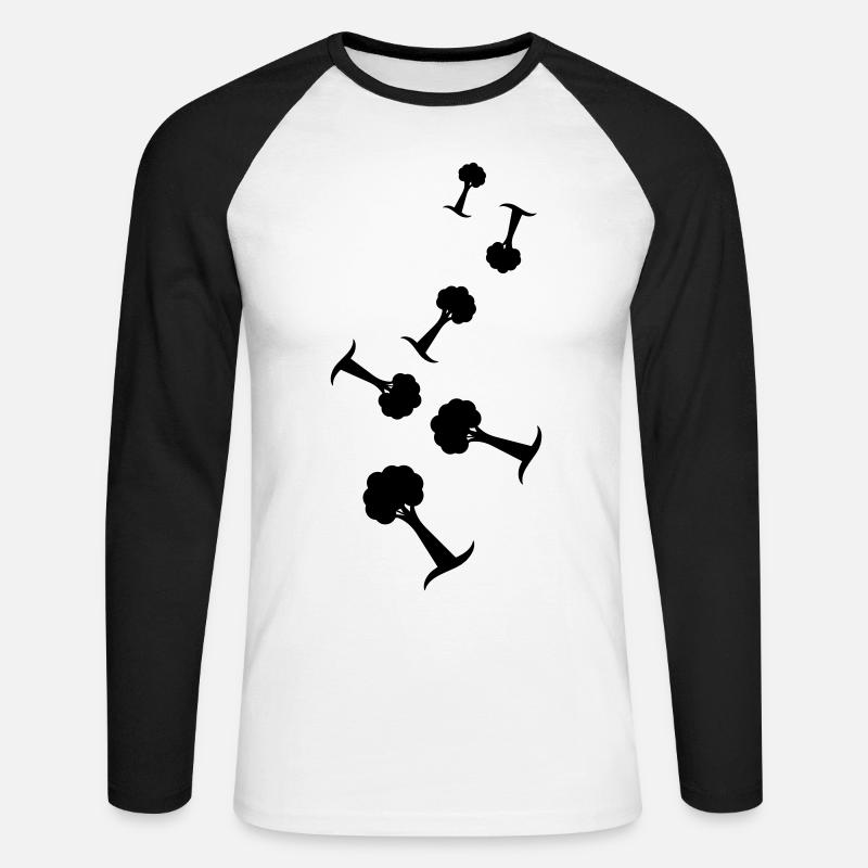 Baum Symbol - Unisex Baseballshirt langarm - Weiß/Schwarz