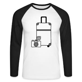 Camera Suitcase Travel Love - Unisex Long Sleeve Baseball T-Shirt - white/black - Front - Nik (191cm)