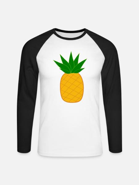 Ananas minimal Geschenk  - Unisex Baseballshirt langarm - Weiß/Schwarz