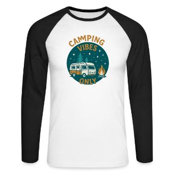 Camping Vibes Only - Leisure Design - Unisex Long Sleeve Baseball T-Shirt - white/black - Front - Nik (191cm)