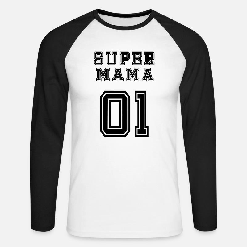 Supermama - Unisex Baseballshirt langarm - Weiß/Schwarz