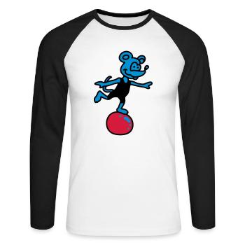 sportliche Maus 3 - Unisex Baseballshirt langarm - Weiß/Schwarz - Vorne - Nik (191cm)