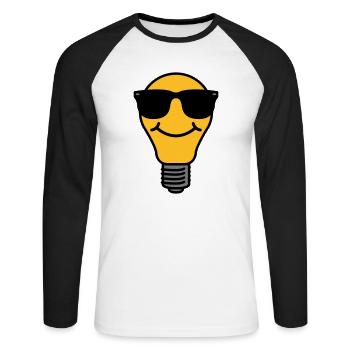Lightbulb with sunglasses - Unisex Long Sleeve Baseball T-Shirt - white/black - Front - Nik (191cm)