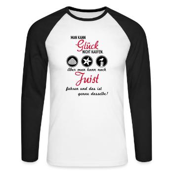 Glück Juist - Unisex Baseballshirt langarm - Weiß/Schwarz - Vorne - Nik (191cm)