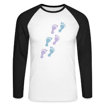 baby footprints - T-shirt baseball manches longues Homme - blanc/noir - Devant - Nik (191cm)
