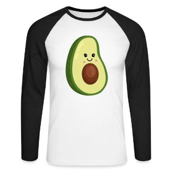 Avocado Frau - Lustig - Humor - Partner Shirt-Love - Unisex Baseballshirt langarm - Weiß/Schwarz - Vorne - Nik (191cm)