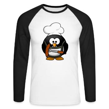 Les aliments sucrés de cuisson barbecue Penguin - T-shirt baseball manches longues Homme - blanc/noir - Devant - Nik (191cm)