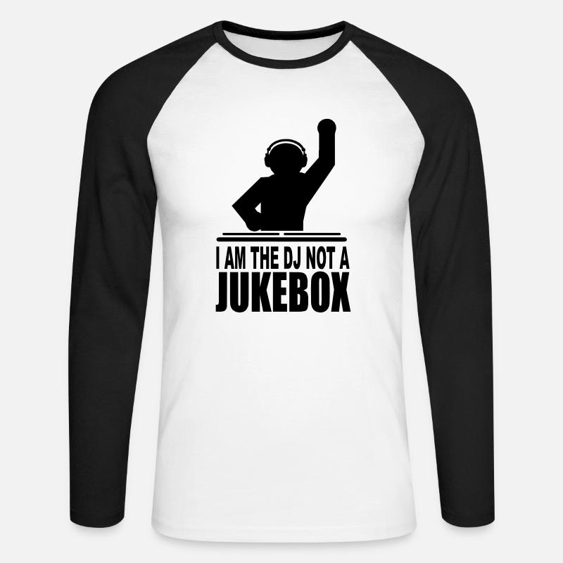 i am the dj not a jukebox - Unisex Baseballshirt langarm - Weiß/Schwarz