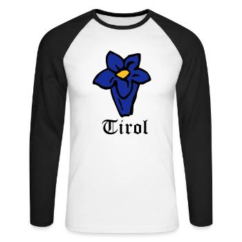 Tirol Enzian - Unisex Baseballshirt langarm - Weiß/Schwarz - Vorne - Nik (191cm)