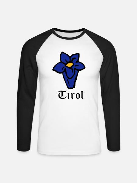 Tirol Enzian - Unisex Baseballshirt langarm - Weiß/Schwarz