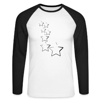 étoiles - T-shirt baseball manches longues Homme - blanc/noir - Devant - Nik (191cm)