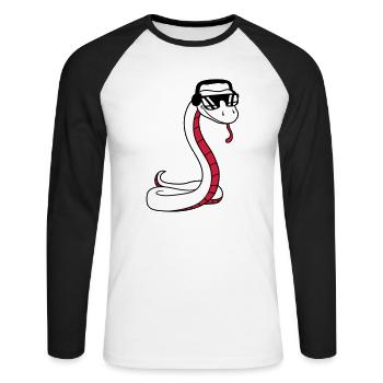 dj cool musik party feiern sonnenbrille kopfhoerer - Unisex Baseballshirt langarm - Weiß/Schwarz - Vorne - Nik (191cm)