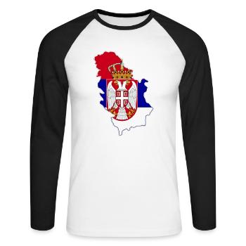 Serbien - Unisex Baseballshirt langarm - Weiß/Schwarz - Vorne - Nik (191cm)