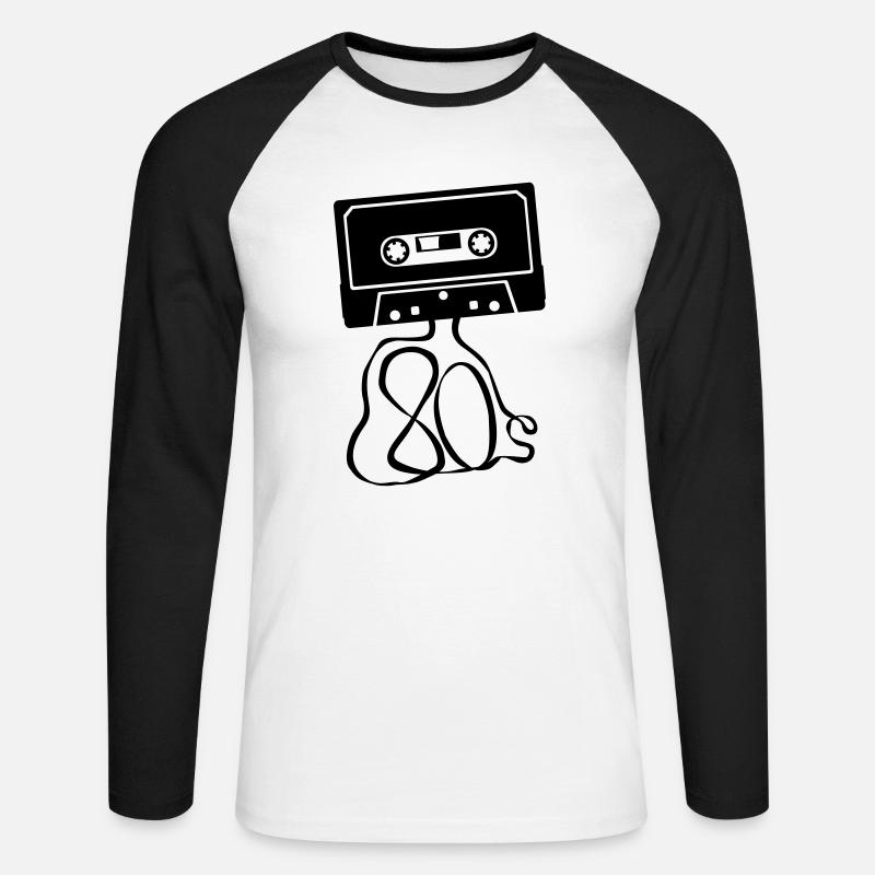 k7 80s - Unisex Baseballshirt langarm - Weiß/Schwarz
