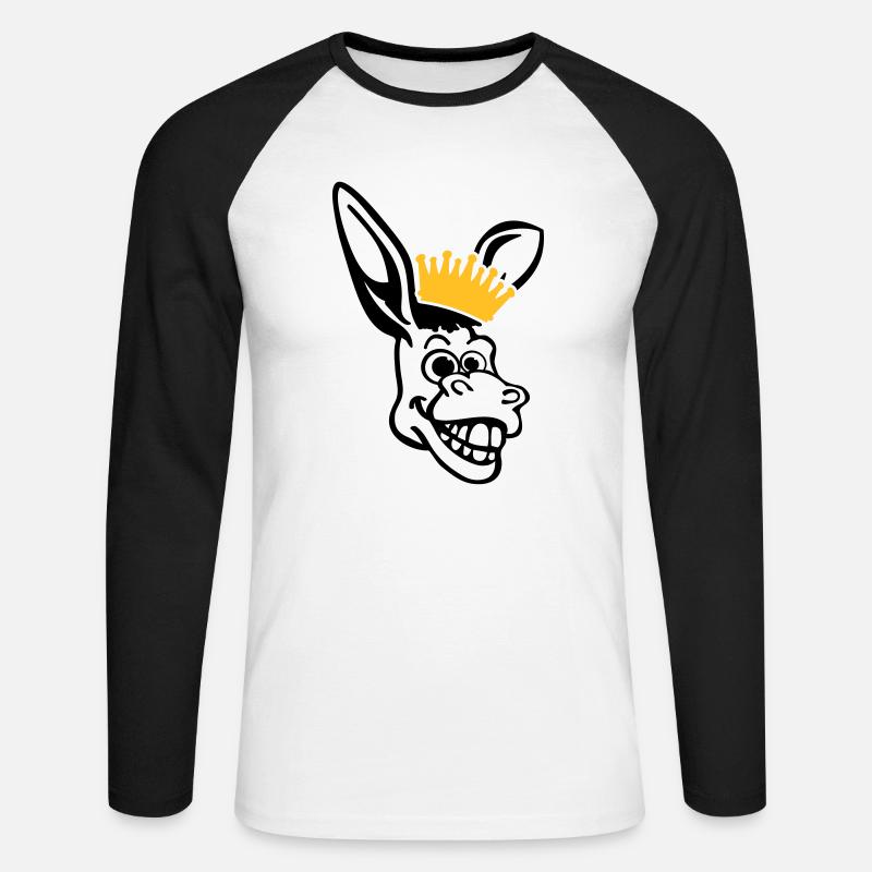donkey_face_pe2 - Unisex Baseballshirt langarm - Weiß/Schwarz