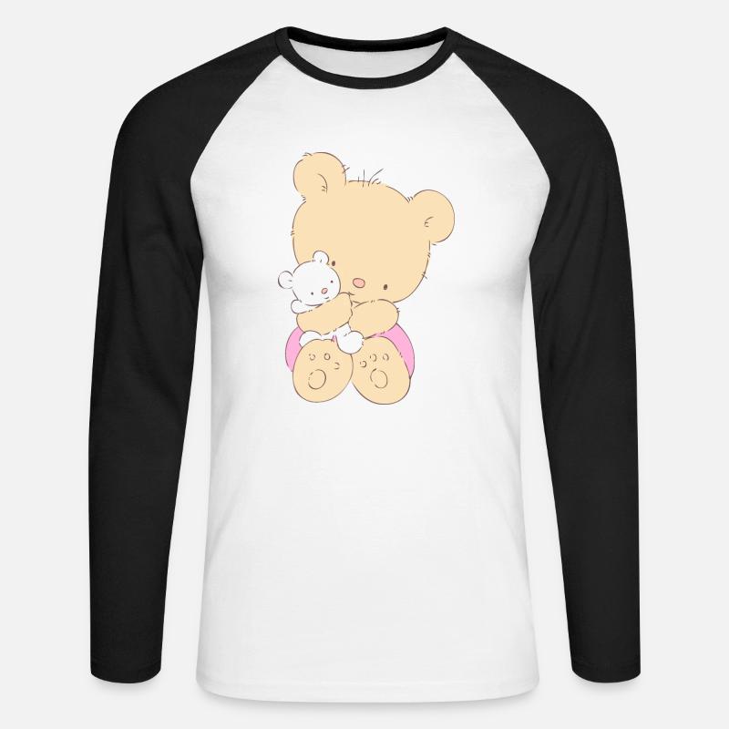 Bear hugging toy Teddy bear - Unisex Baseballshirt langarm - Weiß/Schwarz