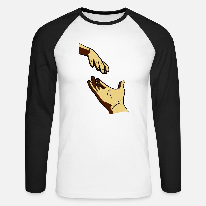 Hand reichen geben - Unisex Baseballshirt langarm - Weiß/Schwarz