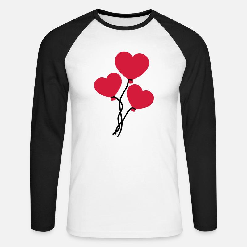 Luftballons - Unisex Baseballshirt langarm - Weiß/Schwarz