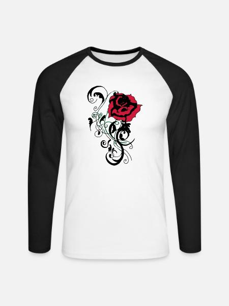 Rose - Unisex Baseballshirt langarm - Weiß/Schwarz