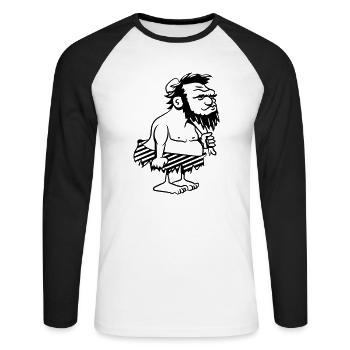 Caveman caveman funny pattern - Unisex Long Sleeve Baseball T-Shirt - white/black - Front - Nik (191cm)