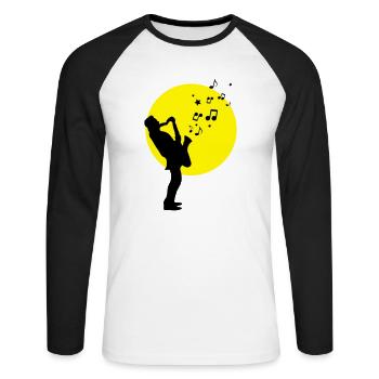 Musik - Musiker Jazz - Unisex Baseballshirt langarm - Weiß/Schwarz - Vorne - Nik (191cm)