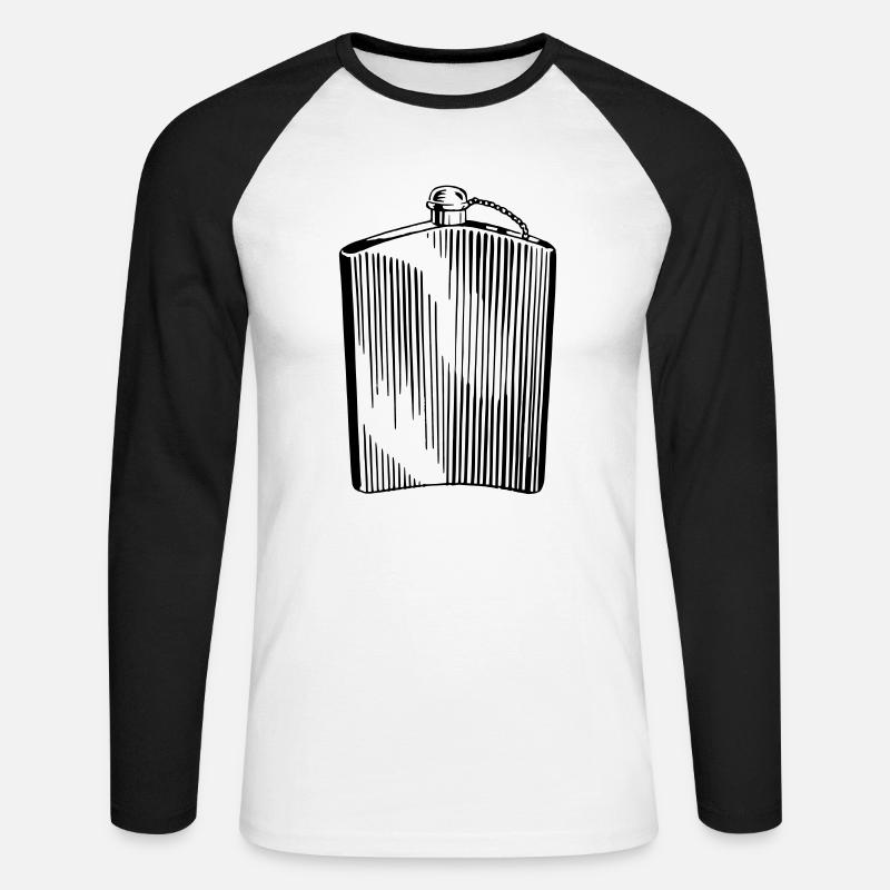 Flachmann Schnaps Flasche Geschenk Geschenkidee - Unisex Baseballshirt langarm - Weiß/Schwarz
