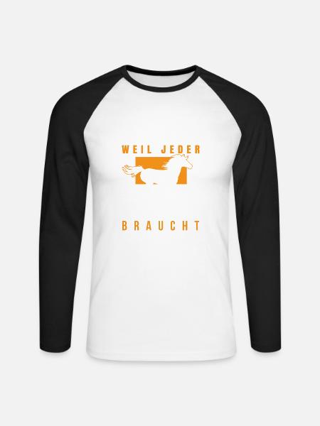 Pferd - Mann Hobby braucht - Unisex Baseballshirt langarm - Weiß/Schwarz