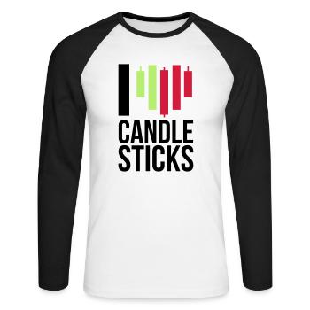 trading - Unisex Long Sleeve Baseball T-Shirt - white/black - Front - Nik (191cm)
