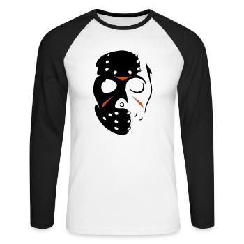 Jason Masque - T-shirt baseball manches longues Homme - blanc/noir - Devant - Nik (191cm)