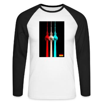 Tour de télévision de Berlin - T-shirt baseball manches longues Homme - blanc/noir - Devant - Nik (191cm)