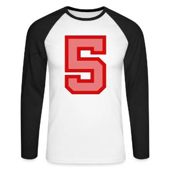 Cool Retro Retrostyle Numéro de maillot numéro de dos - T-shirt baseball manches longues Homme - blanc/noir - Devant - Nik (191cm)