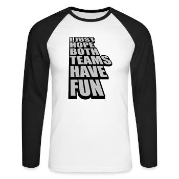 Both Teams Have Fun - Unisex Baseballshirt langarm - Weiß/Schwarz - Vorne - Nik (191cm)