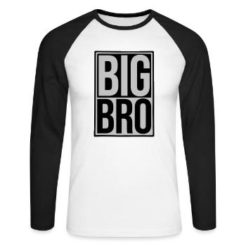 Shield Big Bro Logo - T-shirt baseball manches longues Homme - blanc/noir - Devant - Nik (191cm)