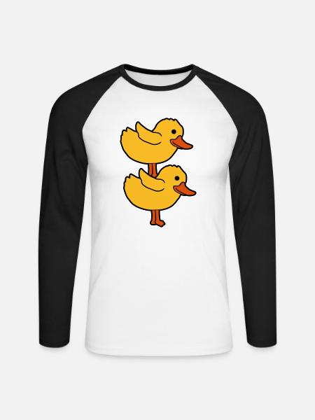 2 Küken aufeinander gestapelt - Unisex Baseballshirt langarm - Weiß/Schwarz