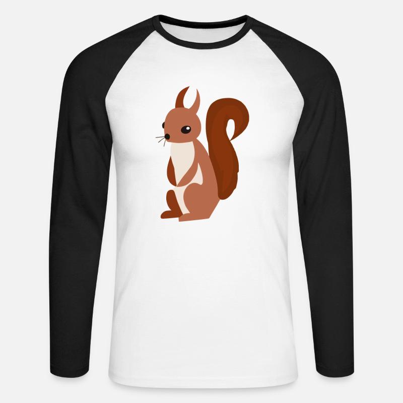 Eichhörnchen Illustration Geschenkidee - Unisex Baseballshirt langarm - Weiß/Schwarz