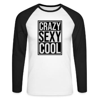 crazy sexy cool design - Unisex Long Sleeve Baseball T-Shirt - white/black - Front - Nik (191cm)