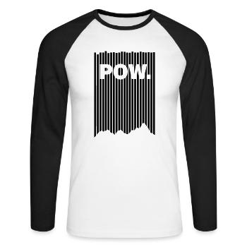 Neige poudreuse - Neige fraîche - Pow - Poudreuse - Montagnes - T-shirt baseball manches longues Homme - blanc/noir - Devant - Nik (191cm)