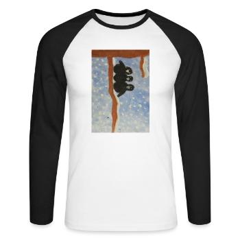 Die drei Raben - Unisex Baseballshirt langarm - Weiß/Schwarz - Vorne - Nik (191cm)