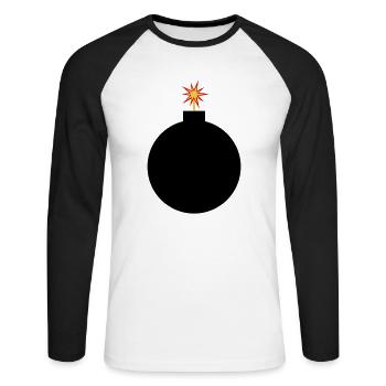 Bomb in Bobastisch - picture - Unisex Long Sleeve Baseball T-Shirt - white/black - Front - Nik (191cm)