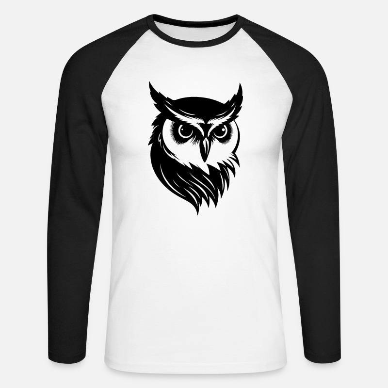 Eule Eulen Vogel Vögel - Unisex Baseballshirt langarm - Weiß/Schwarz